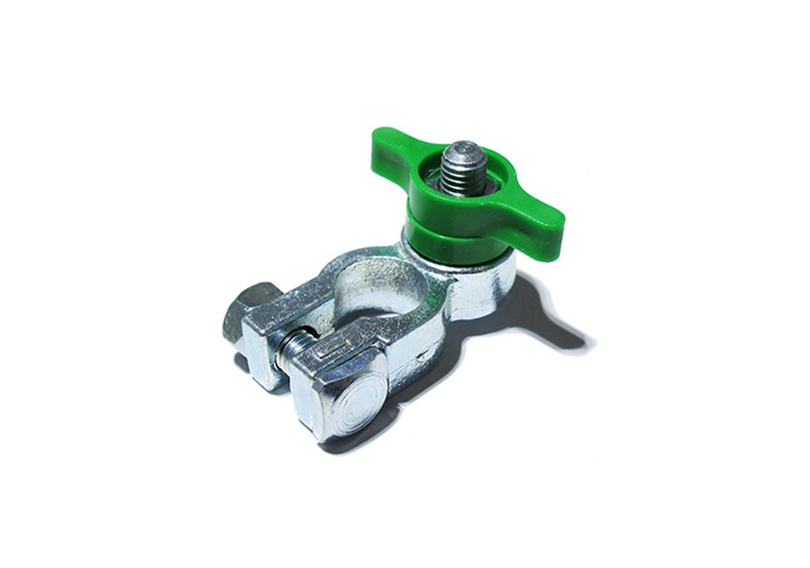 COLLIER DE BATTERIE SERRAGE DE TYPE PAPILLON VERT SUR VIS M8 - SECTION 10/25 (PÔLE -)